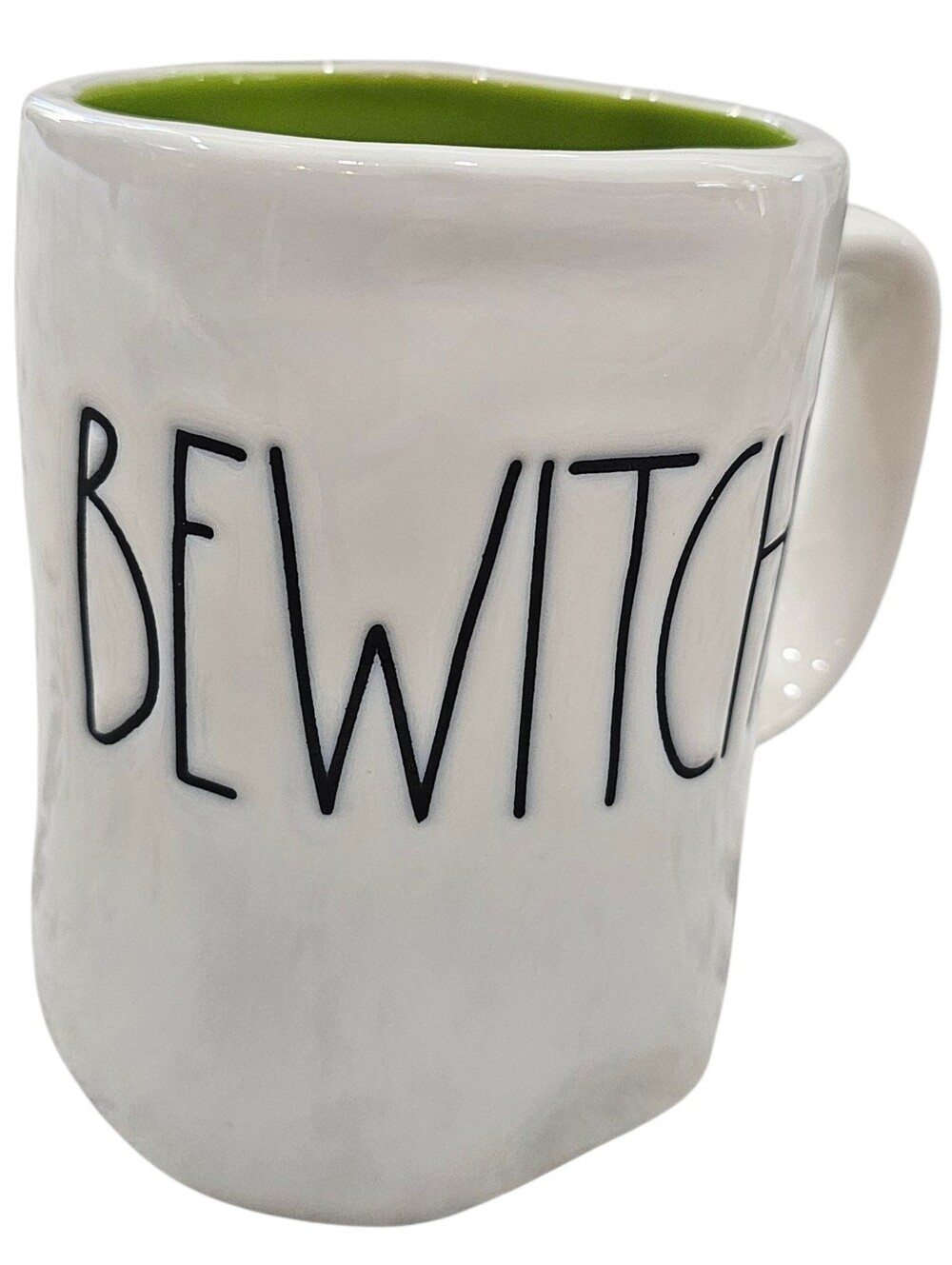 Rae Dunn BEWITCHED White Ceramic Mug with Green Interior